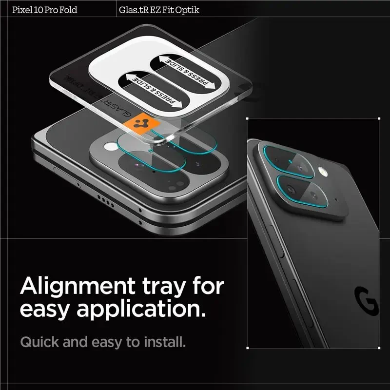 „Spigen Glass tR EZ Fit Optik“ 2 vnt., krištolo skaidrumo – „Google Pixel 10 Pro Fold“