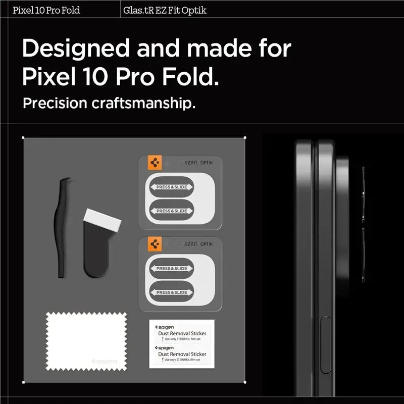 „Spigen Glass tR EZ Fit Optik“ 2 vnt., krištolo skaidrumo – „Google Pixel 10 Pro Fold“