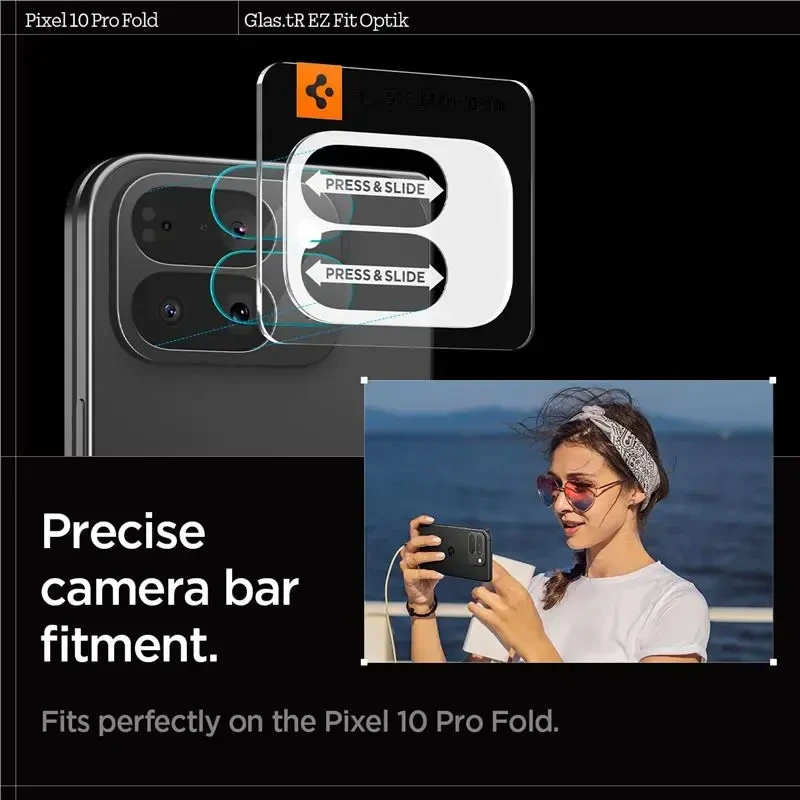 „Spigen Glass tR EZ Fit Optik“ 2 vnt., krištolo skaidrumo – „Google Pixel 10 Pro Fold“