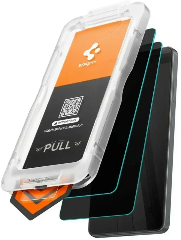 „Spigen Glass tR EZ Fit Pro HD“ (privatumo) 2 vnt., skaidrūs – „Samsung Galaxy S26“