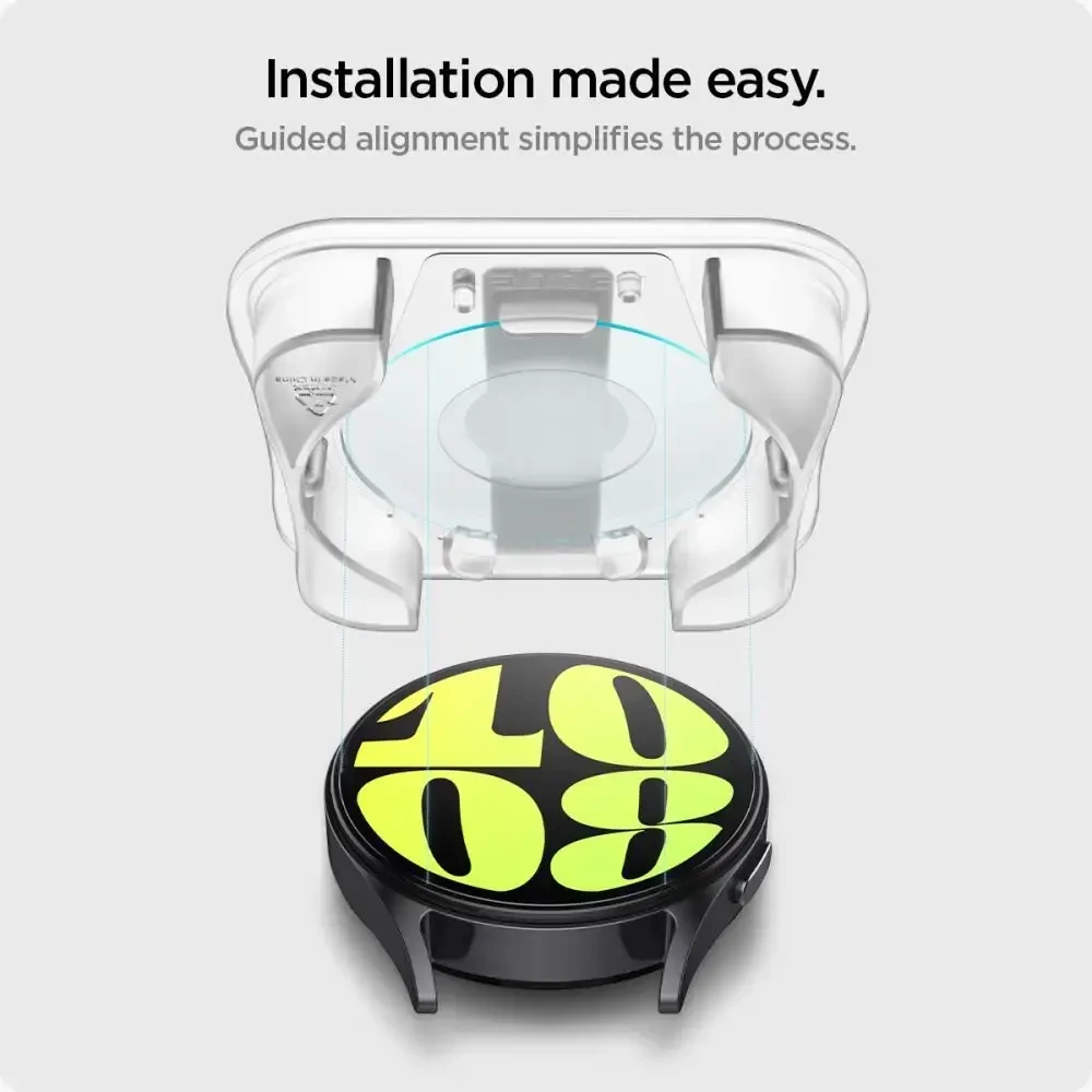 „Spigen Glas.tR EZ Fit grūdintas stiklas Samsung Galaxy Watch 7 (44 mm) – 2 vnt.“