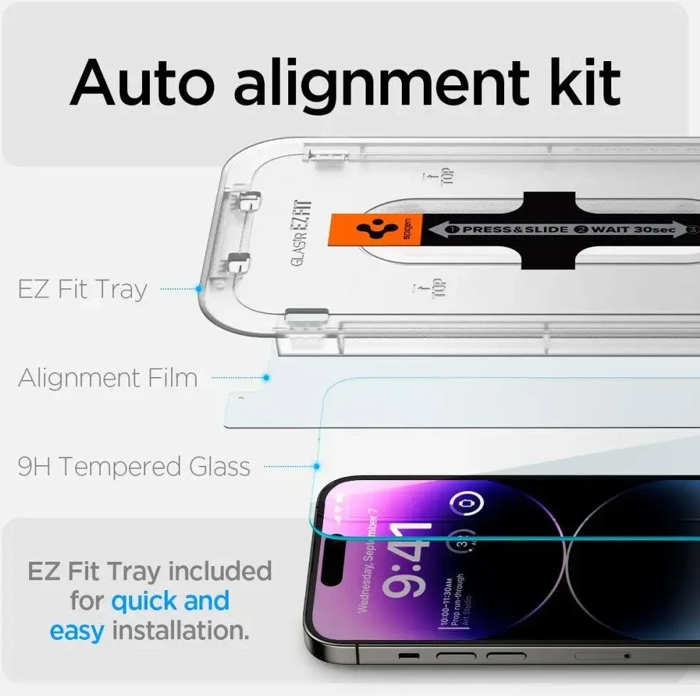 Apsauginis stiklas Apple iPhone 14 Pro Max with Spigen Glas.tR EZ FIT applicator (2 pcs.)