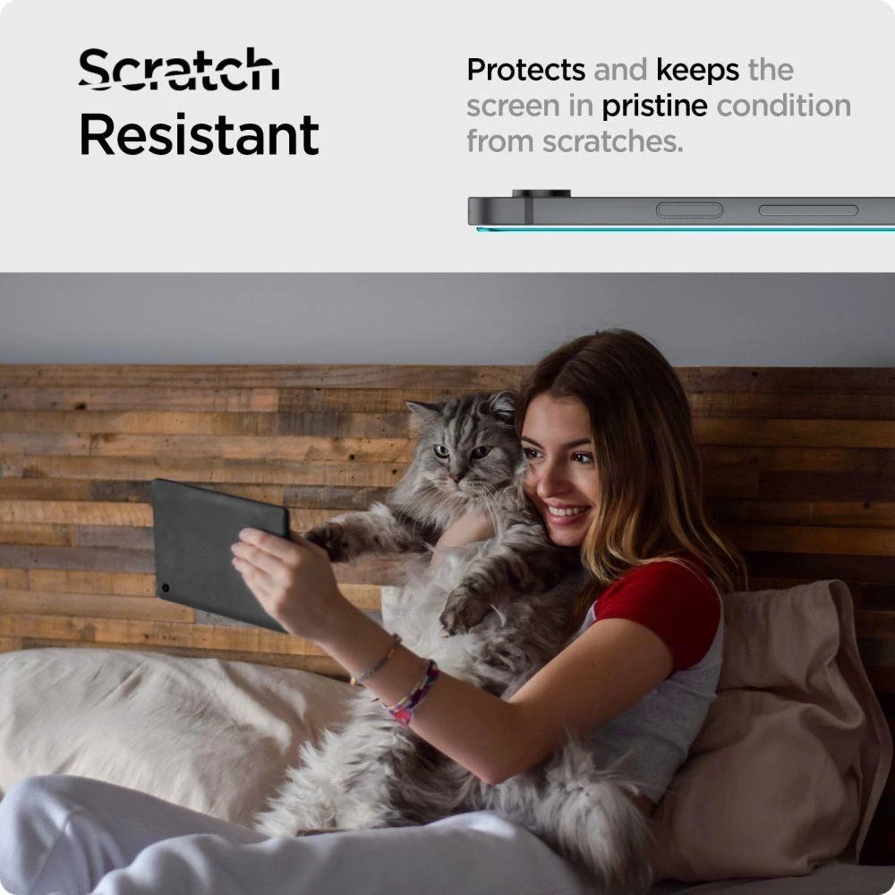 „Spigen Glas.TR Slim“ grūdinto stiklo dėklas, skirtas „Samsung Galaxy Tab S9 FE 10.9“ planšetiniam kompiuteriui.