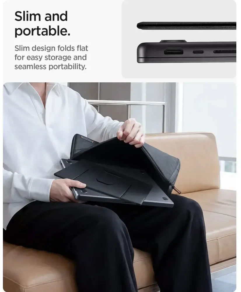 Spigen Slim Fold Nešiojamas kompiuteris & Planšetė Stand LD201-S8, juodas