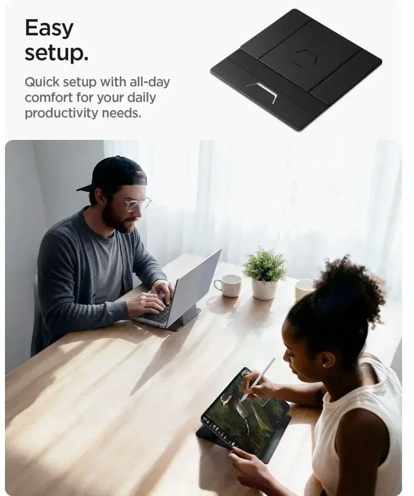 Spigen Slim Fold Nešiojamas kompiuteris & Planšetė Stand LD201-S8, juodas