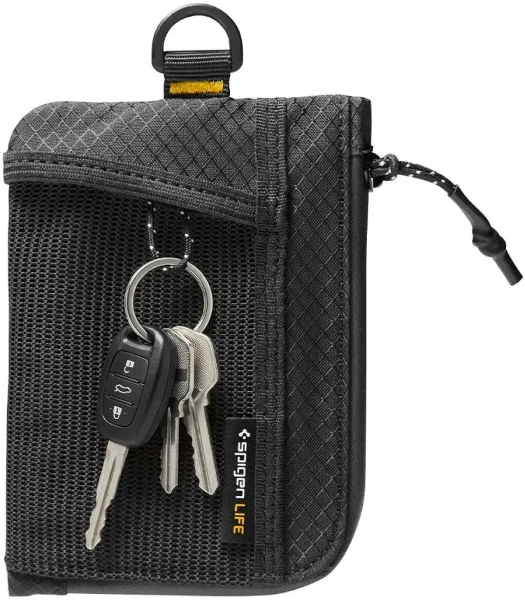 SPIGEN LF300 MINKŠTAS RFID KORTELIŲ DĖKLAS Juodas