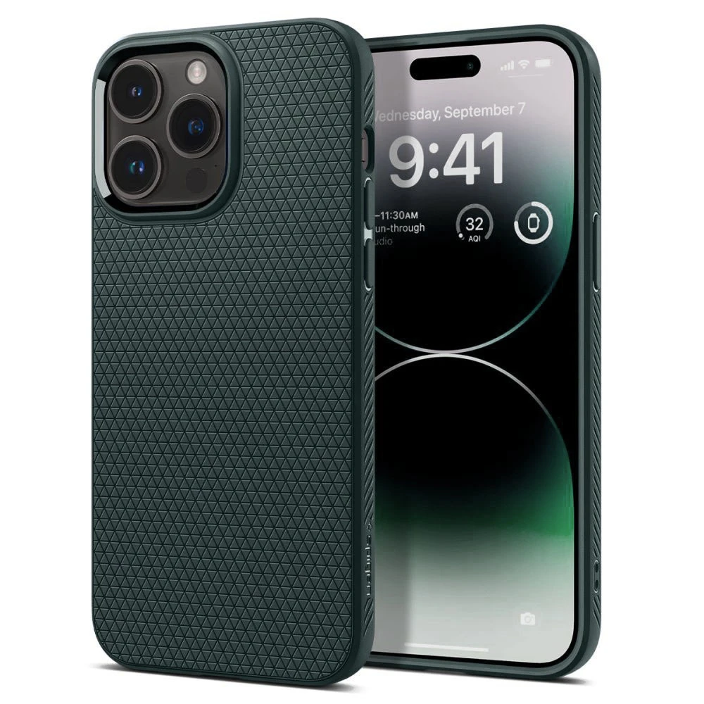 Dėklas Spigen Liquid Air, abyss žalias – Apple iPhone 15