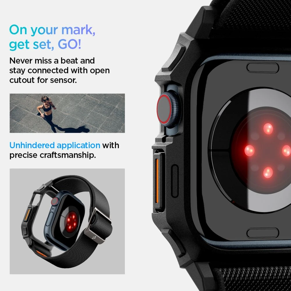 Spigen Lite Fit Pro, matte juodos spalvos – Apple Watch 11/10 46mm