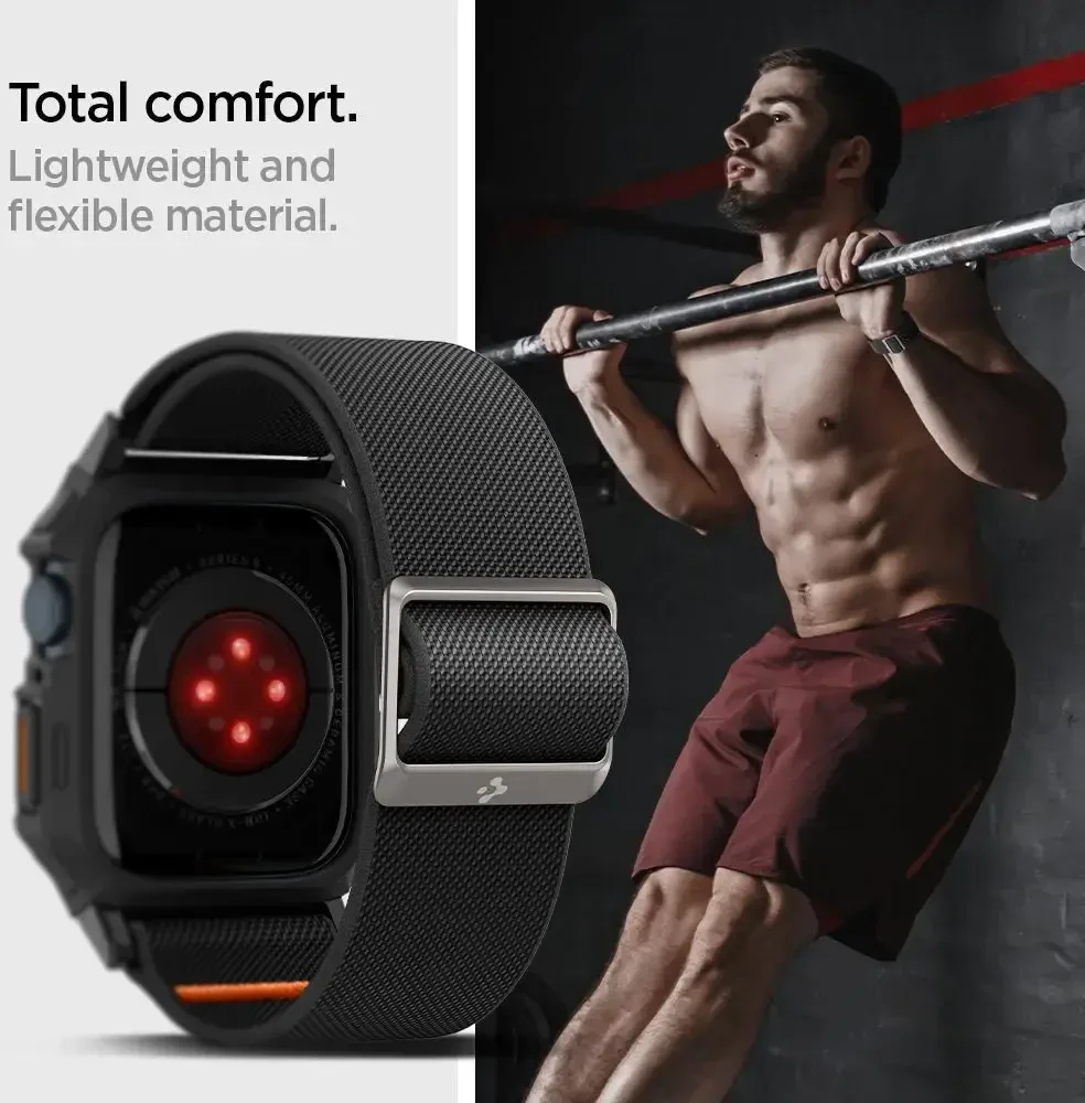 Dėklas Watch 4 / 5 / 6 / 7 / 8 / 9 / SE ( 44 / 45 mm) Spigen Lite Fit ”Pro” juodos spalvos
