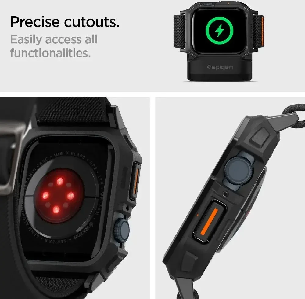 Dėklas Watch 4 / 5 / 6 / 7 / 8 / 9 / SE ( 44 / 45 mm) Spigen Lite Fit ”Pro” juodos spalvos