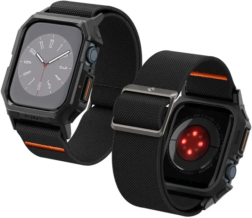 Dėklas Watch 4 / 5 / 6 / 7 / 8 / 9 / SE ( 44 / 45 mm) Spigen Lite Fit ”Pro” juodos spalvos