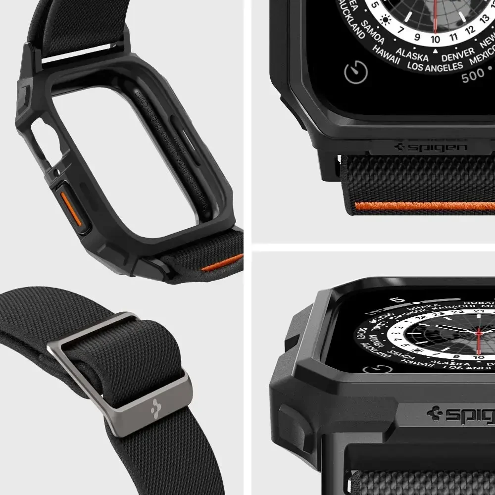 Dėklas Watch 4 / 5 / 6 / 7 / 8 / 9 / SE ( 44 / 45 mm) Spigen Lite Fit ”Pro” juodos spalvos