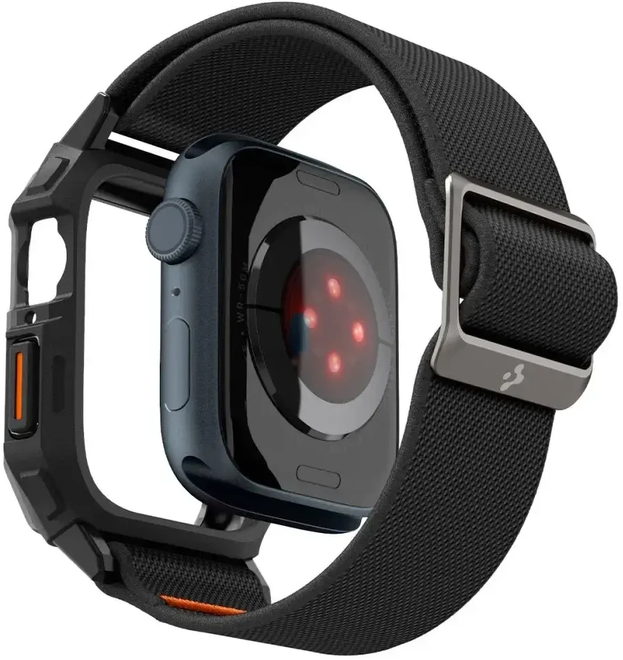 Dėklas Watch 4 / 5 / 6 / 7 / 8 / 9 / SE ( 44 / 45 mm) Spigen Lite Fit ”Pro” juodos spalvos