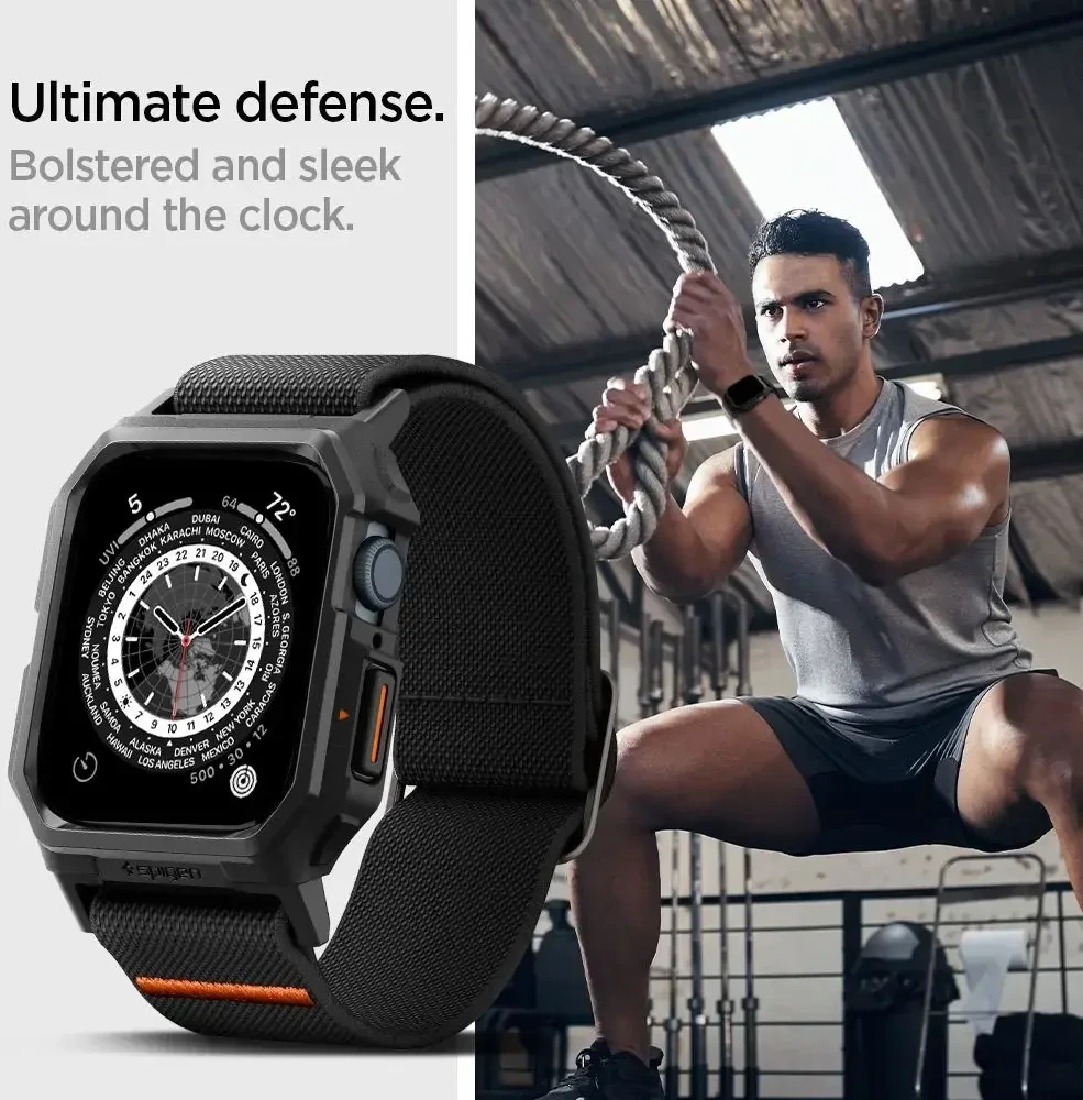 Dėklas Watch 4 / 5 / 6 / 7 / 8 / 9 / SE ( 44 / 45 mm) Spigen Lite Fit ”Pro” juodos spalvos