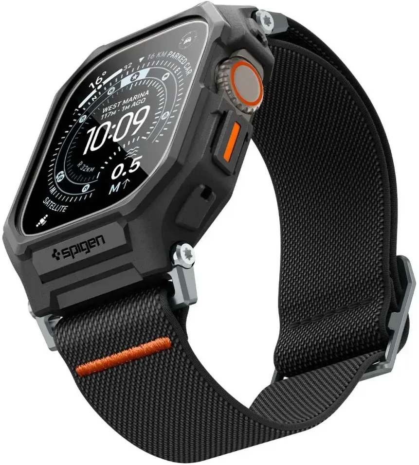 SPIGEN LITE FIT PRO IR GRŪDINTAS STIKLAS APPLE WATCH ULTRA 1 / 2 / 3 (49 MM) MATINĖ JUODA