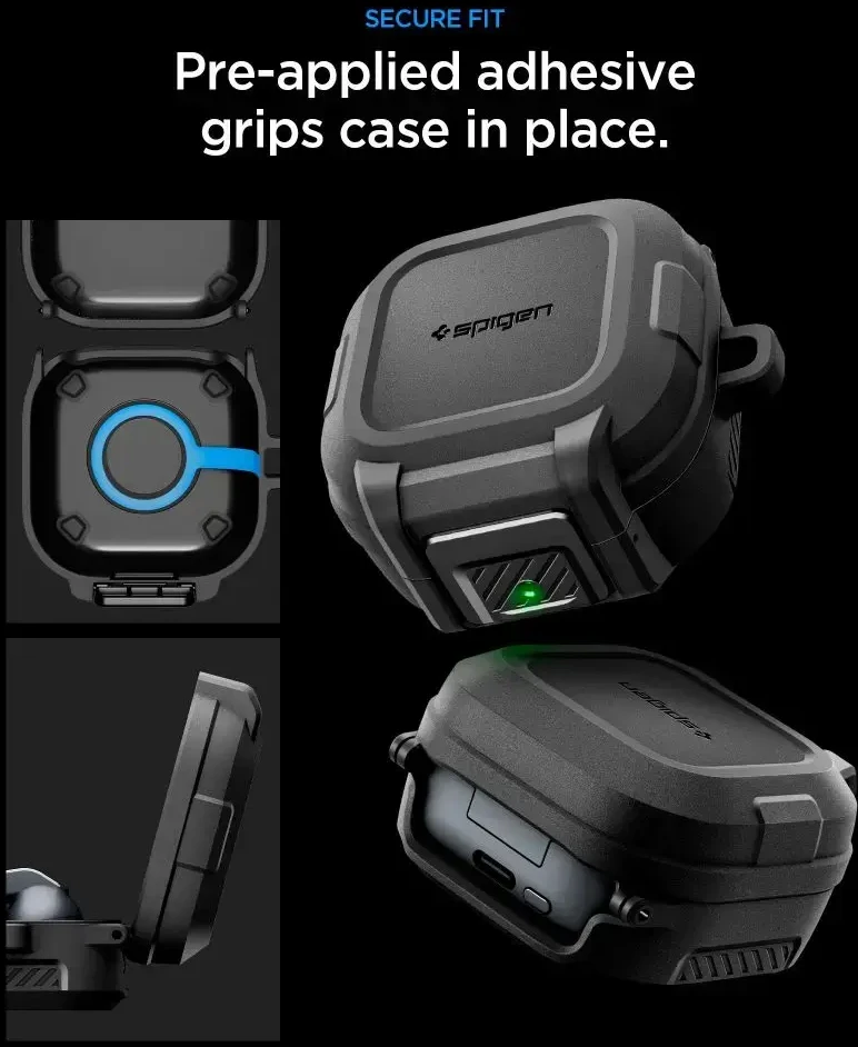 Dėklas Spigen Lock Fit Samsung Galaxy Buds 4 / 4 Pro Matte juodos spalvos