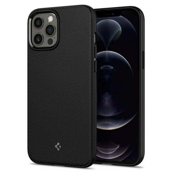 Spigen Mag Armor dėklas, skirtas iPhone 12 / 12 Pro matinės juodos spalvos