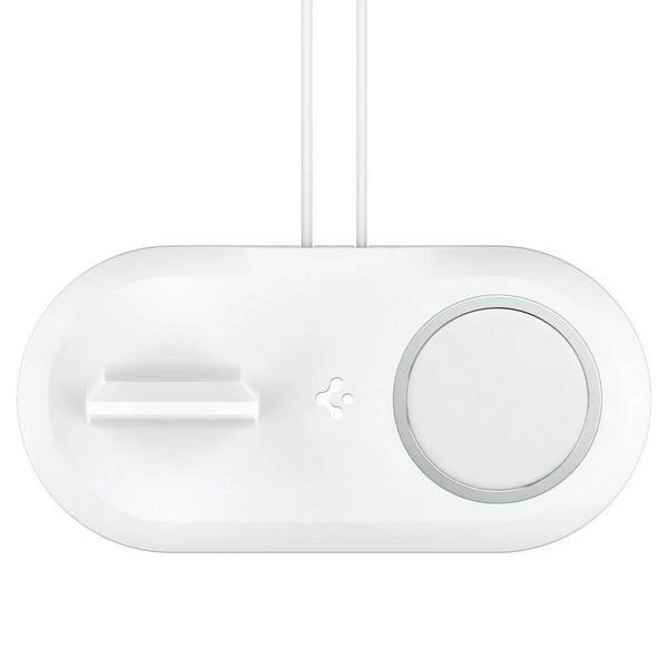Laikiklis-stovas SPIGEN MAG FIT DUO MagSafe/Watch baltas