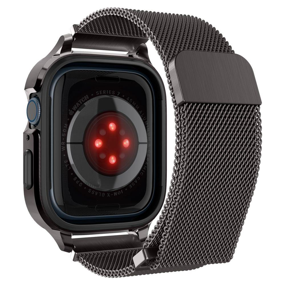 Dėklas „Spigen Metal Fit Pro“, grafito spalvos – „Apple Watch 9/8/7“ (45 mm)