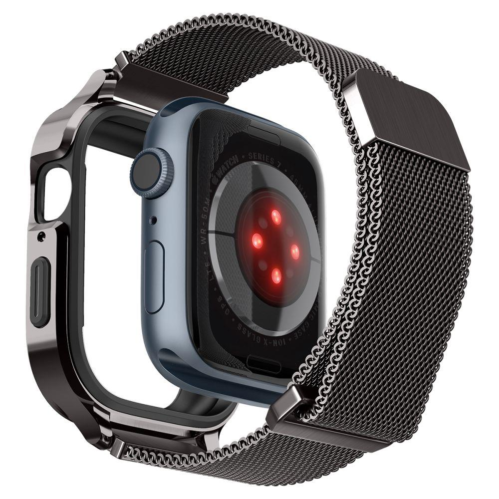 Dėklas „Spigen Metal Fit Pro“, grafito spalvos – „Apple Watch 9/8/7“ (45 mm)