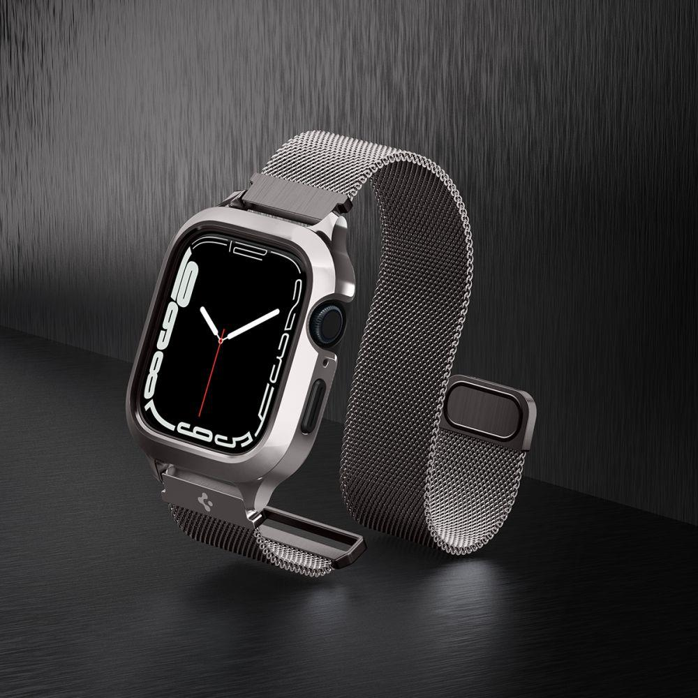 Dėklas „Spigen Metal Fit Pro“, grafito spalvos – „Apple Watch 9/8/7“ (45 mm)