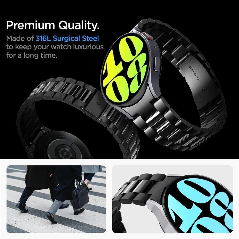 Spigen Modern Fit 316L Band, juodas - Samsung Galaxy Watch6 44mm