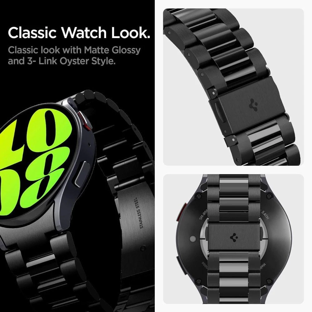 Spigen Modern Fit 316L Band, juodas - Samsung Galaxy Watch6 44mm