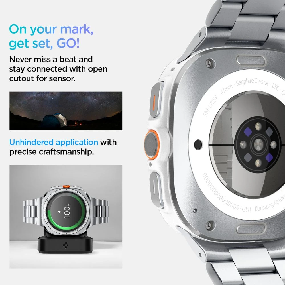 Spigen Modern Fit Band – Bracelet for Samsung Galaxy Watch Ultra 47 mm (Sidabrinis)
