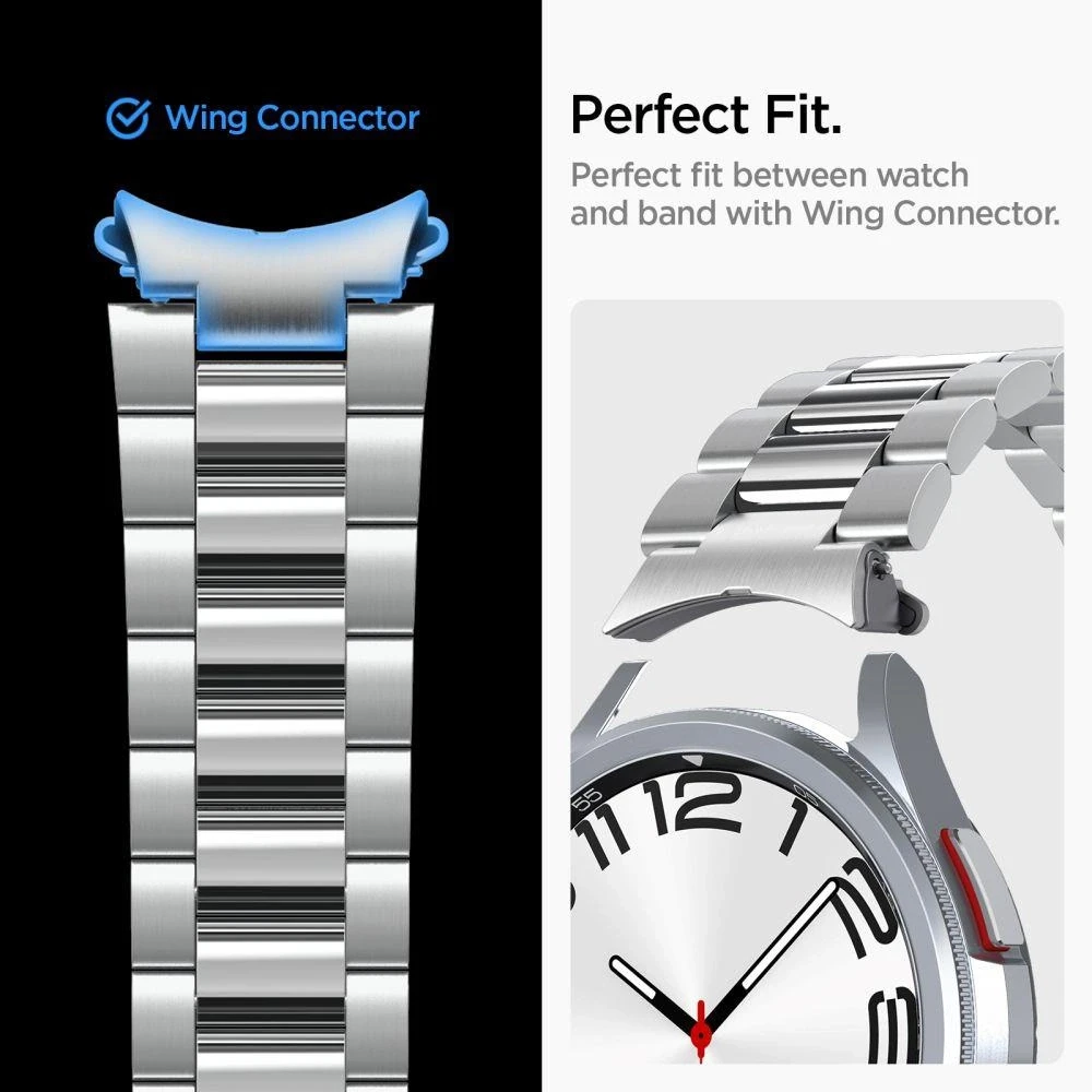 „Spigen Modern Fit 316L“ dirželis, sidabrinis - „Samsung Galaxy Watch6 Classic“ 47 mm