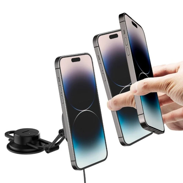 Spigen automobilio laikiklis Onetap Pro 3 ITS35W-3 DASH su QI 10W, skirtas iPhone su Magsafe juoda
