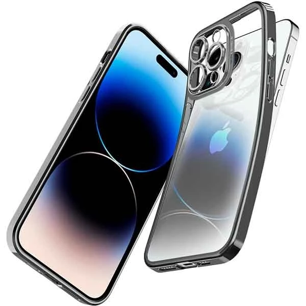 Dėklas Spigen Optik Crystal, chrome pilkos spalvos – Apple iPhone 14 Pro