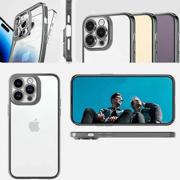Dėklas Spigen Optik Crystal, chrome pilkos spalvos – Apple iPhone 14 Pro