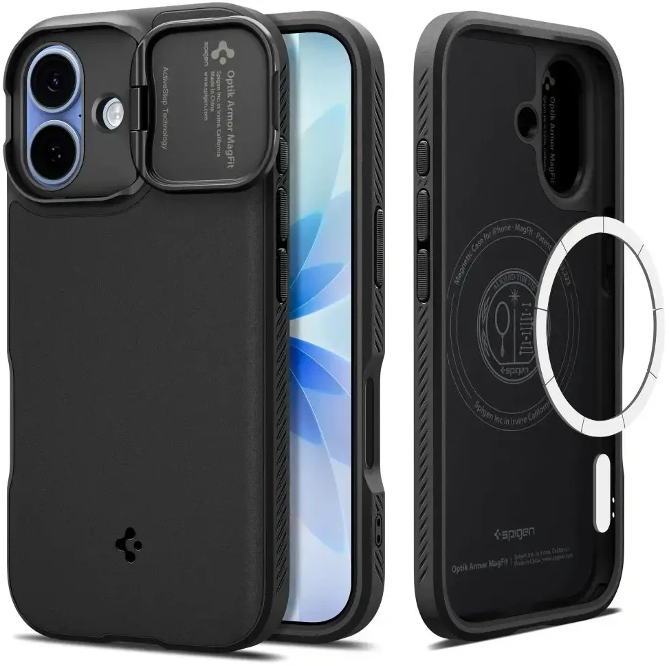 Spigen Optik Armor Mag MagSafe dėklas iPhone 17 juodos spalvos