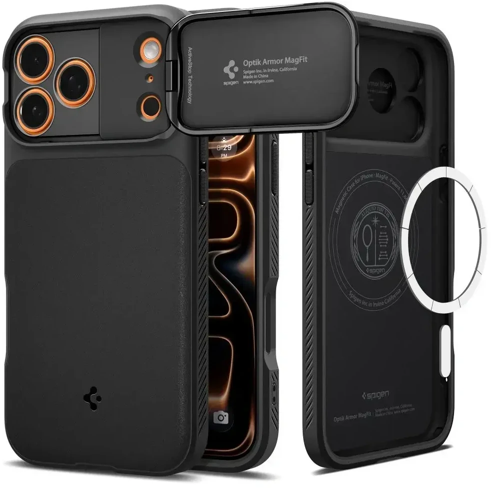 Dėklas Spigen Optik Armor MagSafe, juodas - iPhone 17 Pro Max