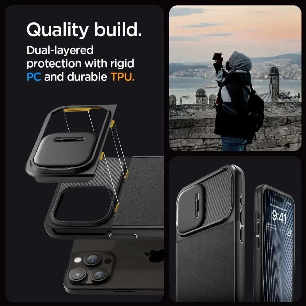 Apple iPhone 15 Pro Spigen Optik Armor MagSafe dėklas telefonui juodos spalvos