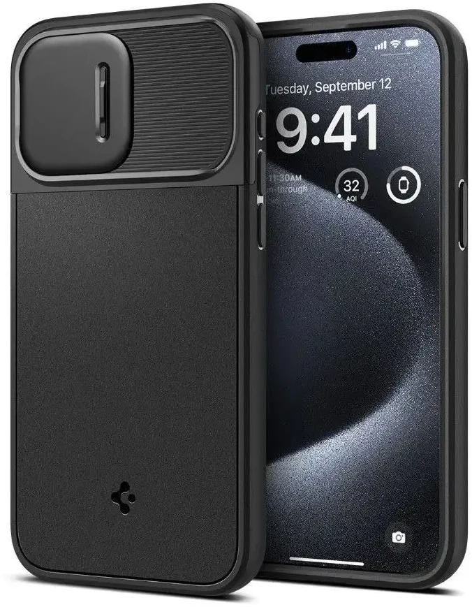 Apple iPhone 15 Pro Spigen Optik Armor MagSafe dėklas telefonui juodos spalvos