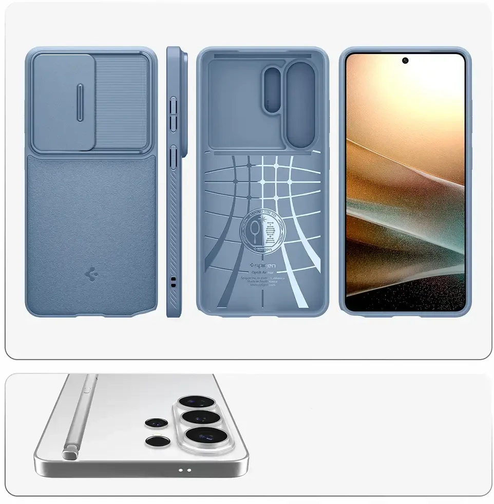Spigen Optik Armor dėklas skirtas Samsung Galaxy S26 Ultra – mėlynos spalvos