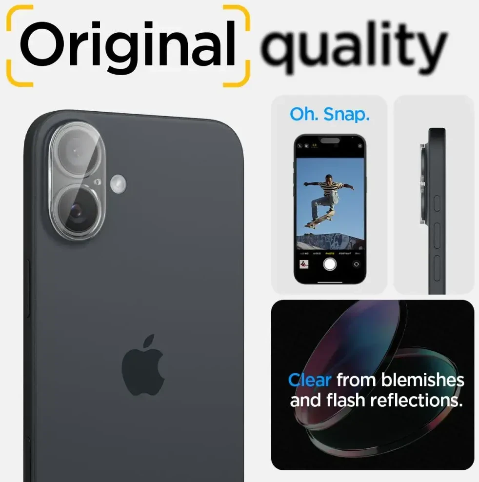 Apsauginis stiklas kamerai iPhone 16 / iPhone 16 Plus Spigen Optik Glas.tr kameros apsauga 2 vnt. Crystal Clear