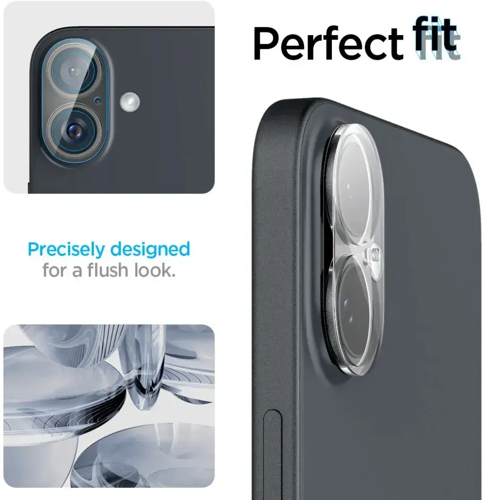 Apsauginis stiklas kamerai iPhone 16 / iPhone 16 Plus Spigen Optik Glas.tr kameros apsauga 2 vnt. Crystal Clear