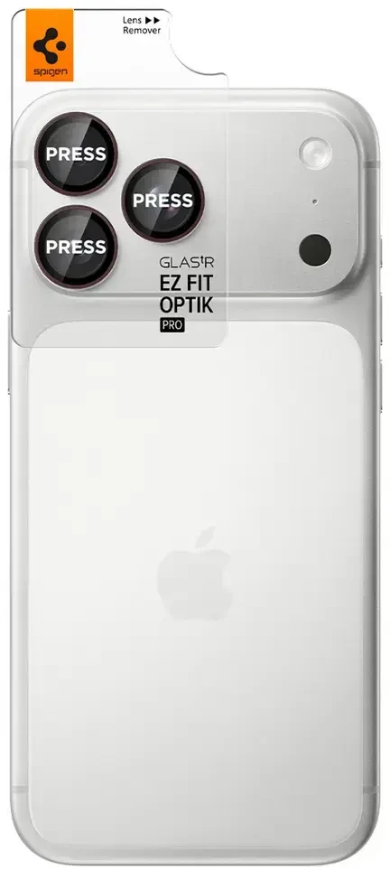Spigen Optik Pro GLAS.TR EZ FIT 2 vnt. Tempered Glass Camera Screen Protector for iPhone 18 Pro / 18 Pro Max - Dark Cherry