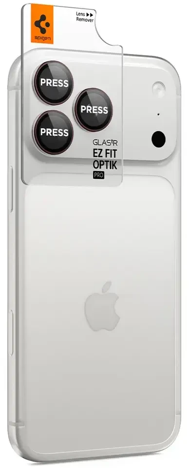 Spigen Optik Pro GLAS.TR EZ FIT 2 vnt. Tempered Glass Camera Screen Protector for iPhone 18 Pro / 18 Pro Max - Dark Cherry