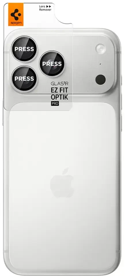 Spigen Optik Pro GLAS.TR EZ FIT 2 vnt. Tempered Glass Camera Screen Protector for iPhone 18 Pro / 18 Pro Max - Sidabrinis