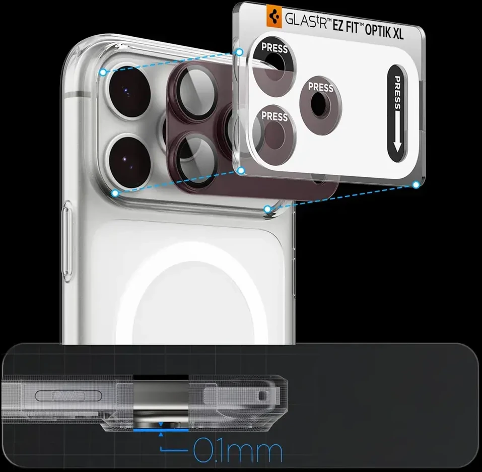 Spigen Optik Pro XL GLAS.TR EZ FIT Tempered Glass for iPhone 18 Pro Max - Dark Cherry