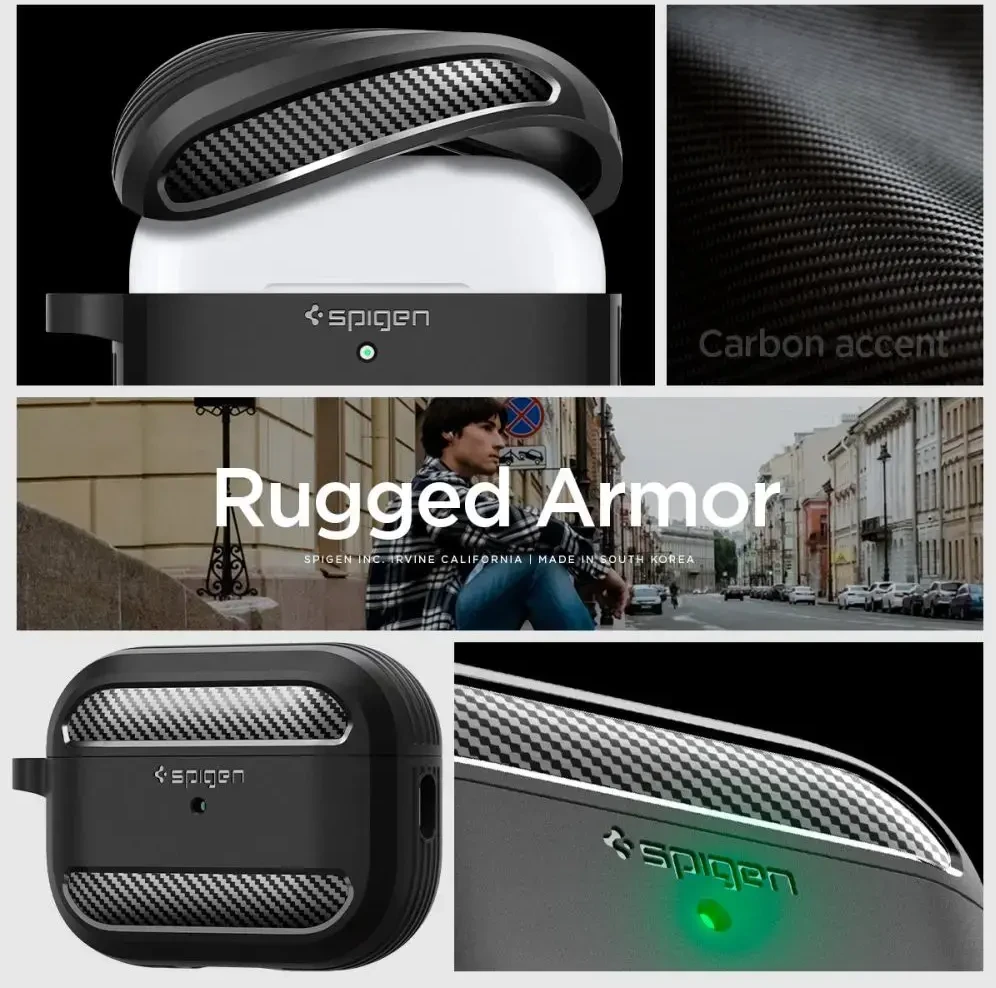 Dėklas SPIGEN RUGGED ARMOR APPLE AIRPODS PRO 1 / 2 MATINIS Juodas