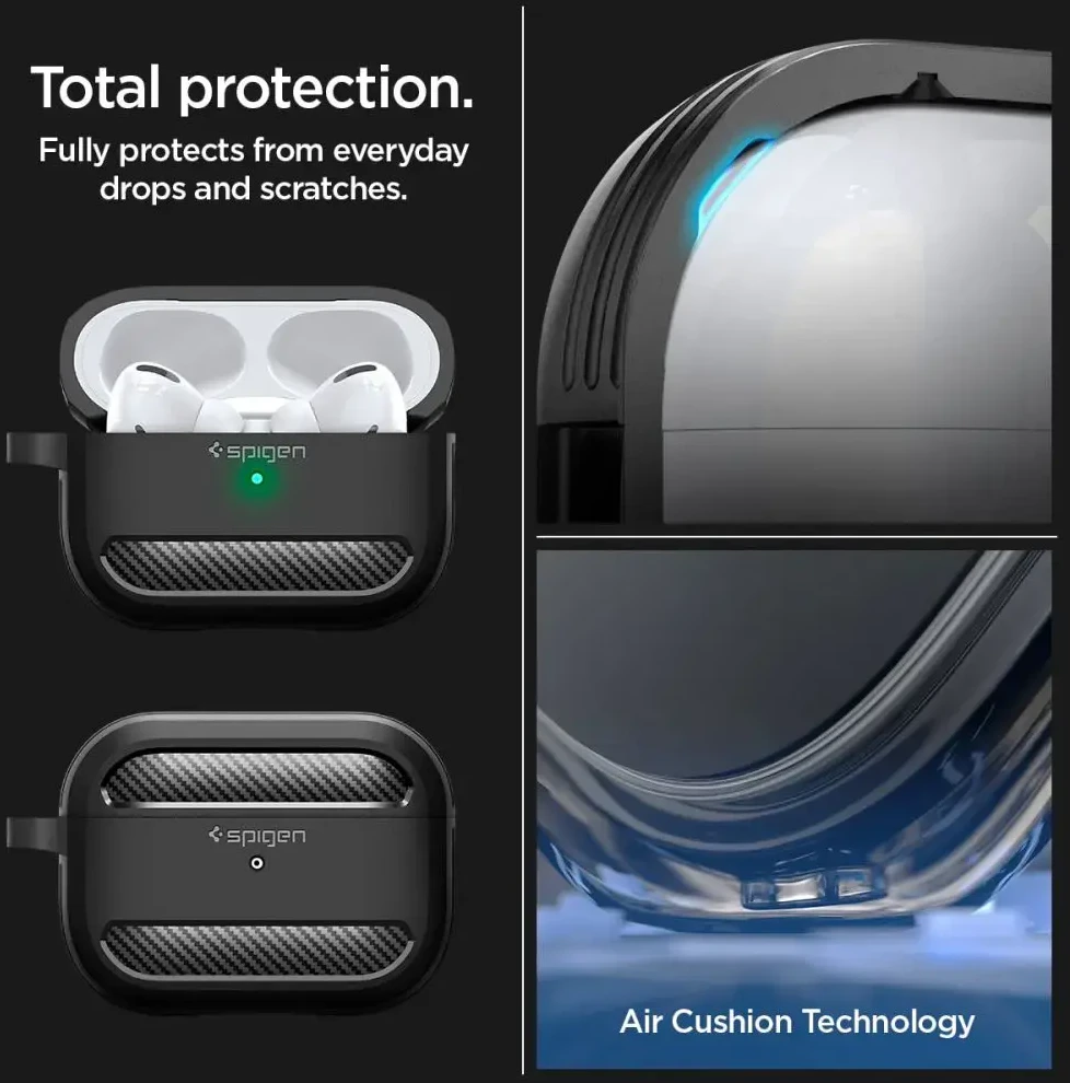 Dėklas SPIGEN RUGGED ARMOR APPLE AIRPODS PRO 1 / 2 MATINIS Juodas