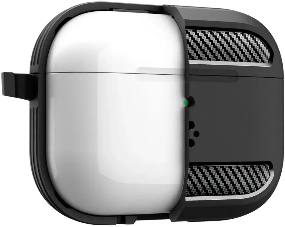 Spigen Rugged Armor dėklas skirtas AirPods Pro 3 – matinės juodos spalvos