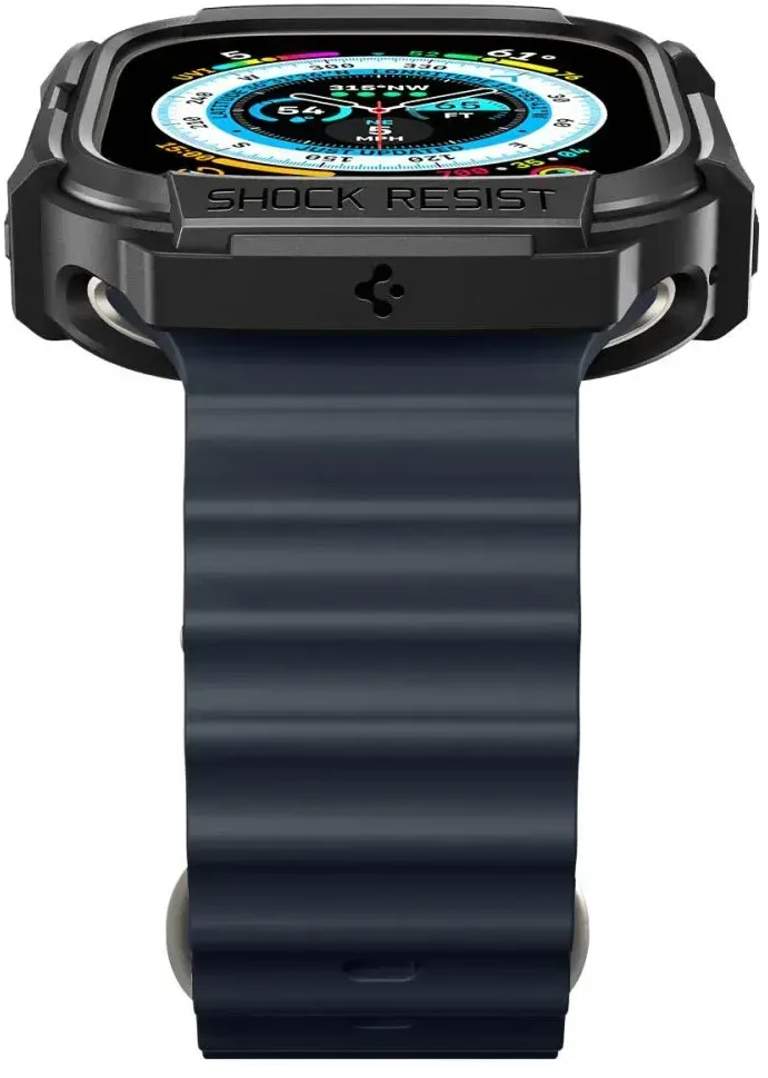 „Spigen Rugged Armor“, juodas - Apple Watch Ultra 2/Ultra 49mm