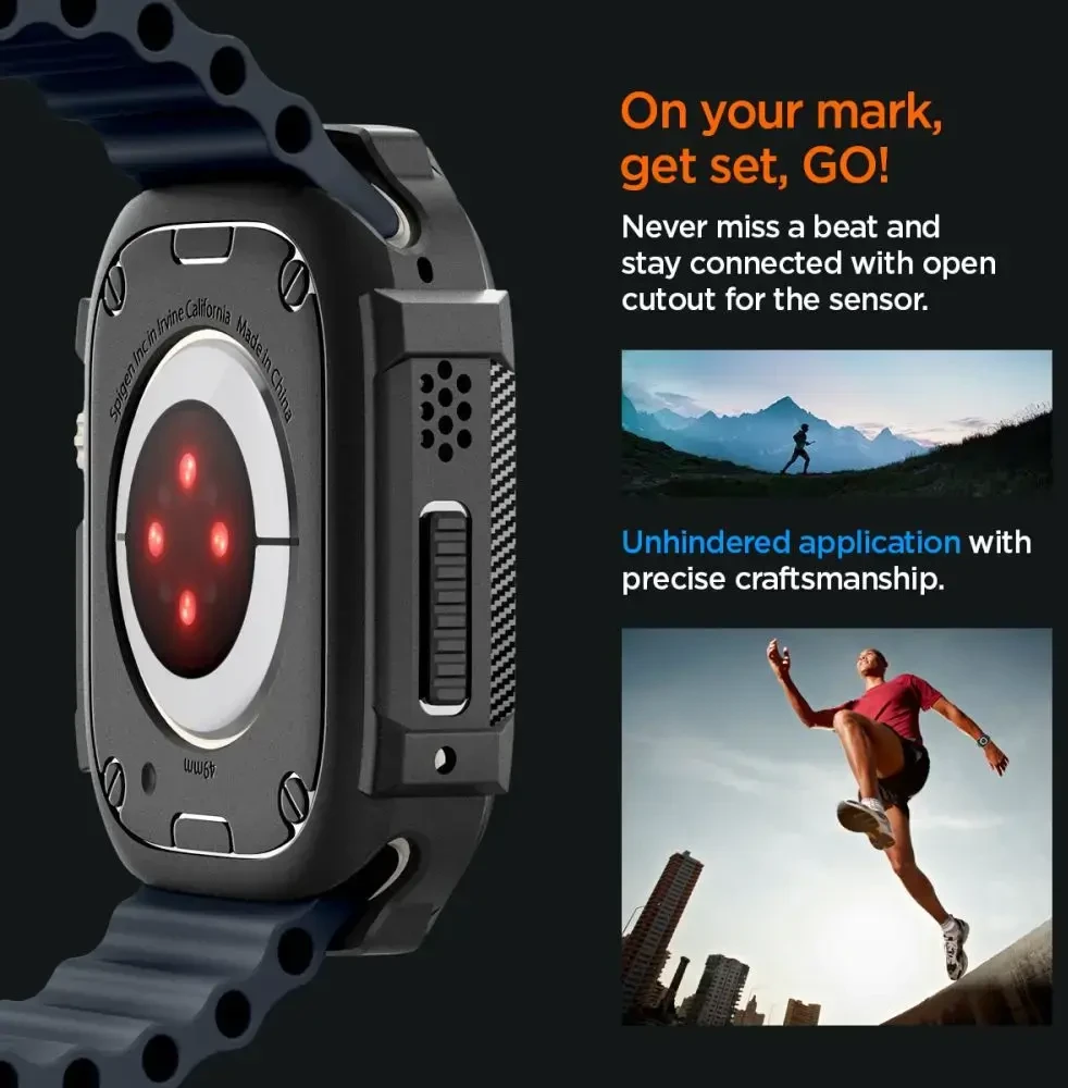 „Spigen Rugged Armor“, juodas - Apple Watch Ultra 2/Ultra 49mm