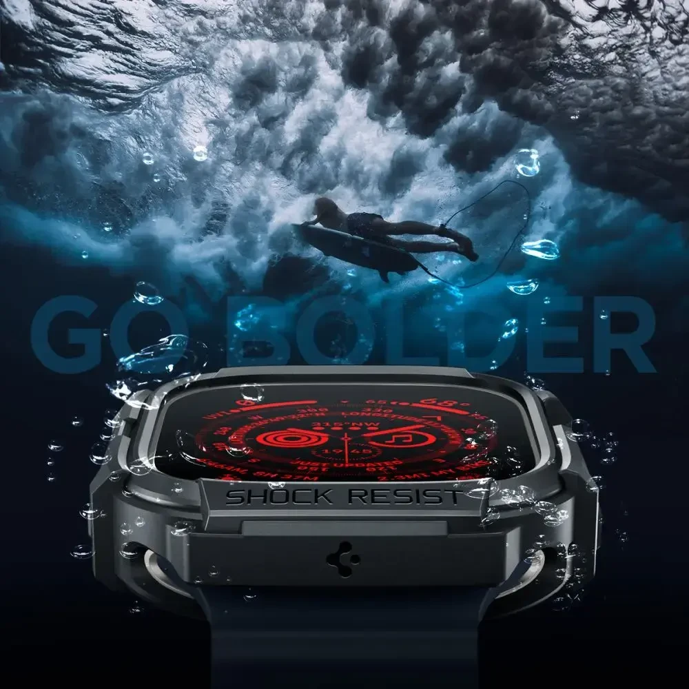 „Spigen Rugged Armor“, juodas - Apple Watch Ultra 2/Ultra 49mm