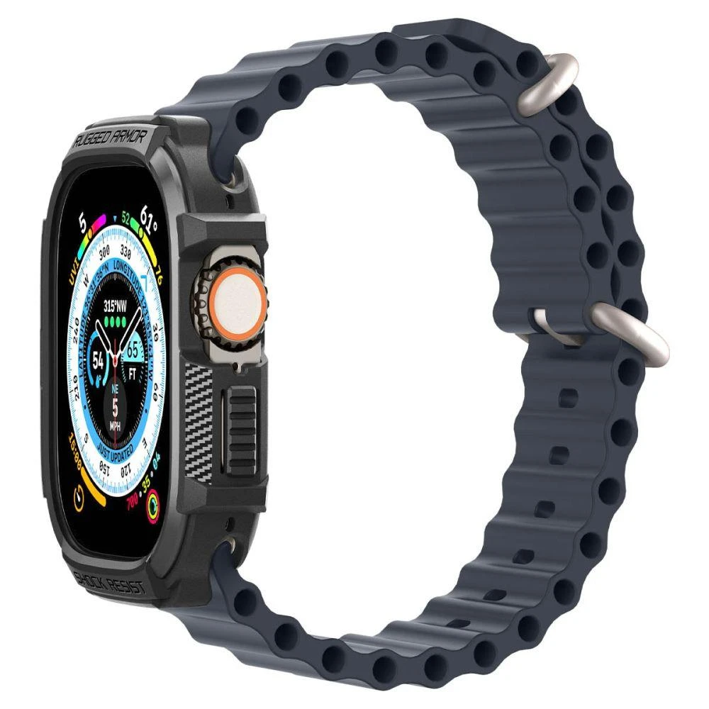 „Spigen Rugged Armor“, juodas - Apple Watch Ultra 2/Ultra 49mm